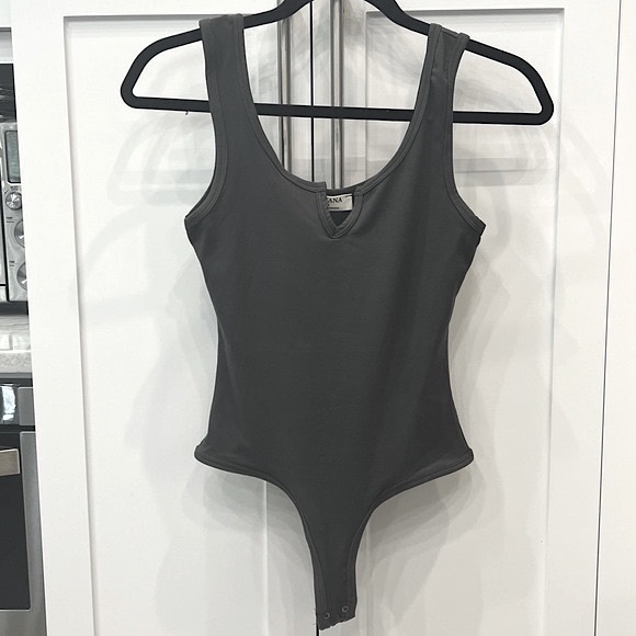 Zenana Ash Grey Tank Bodysuit with Snap Crotch - Picture 1 of 8
